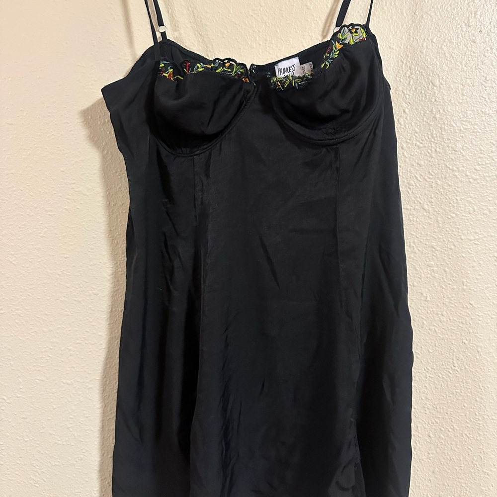 Princess Polly Black Dress with Floral Embroidery